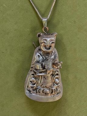 Antique Sterling Japanese Immortal Pendant necklace